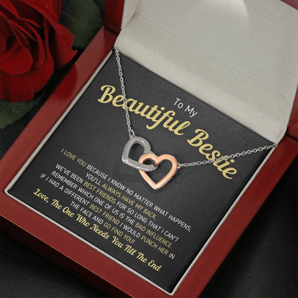 "To My Beautiful Bestie - I Need You To The End" Hearts Necklace Jewelry 