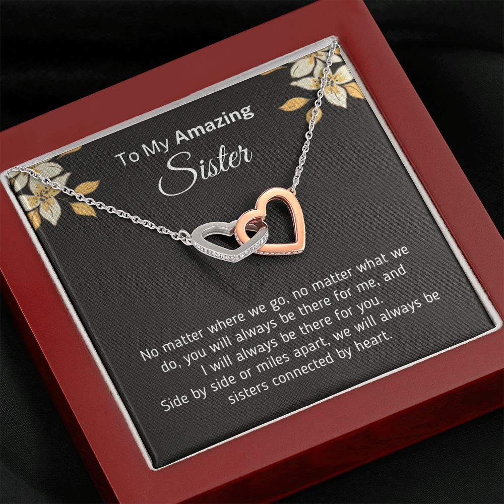 Beautiful Necklace for Sister "Connected By Heart" Jewelry 