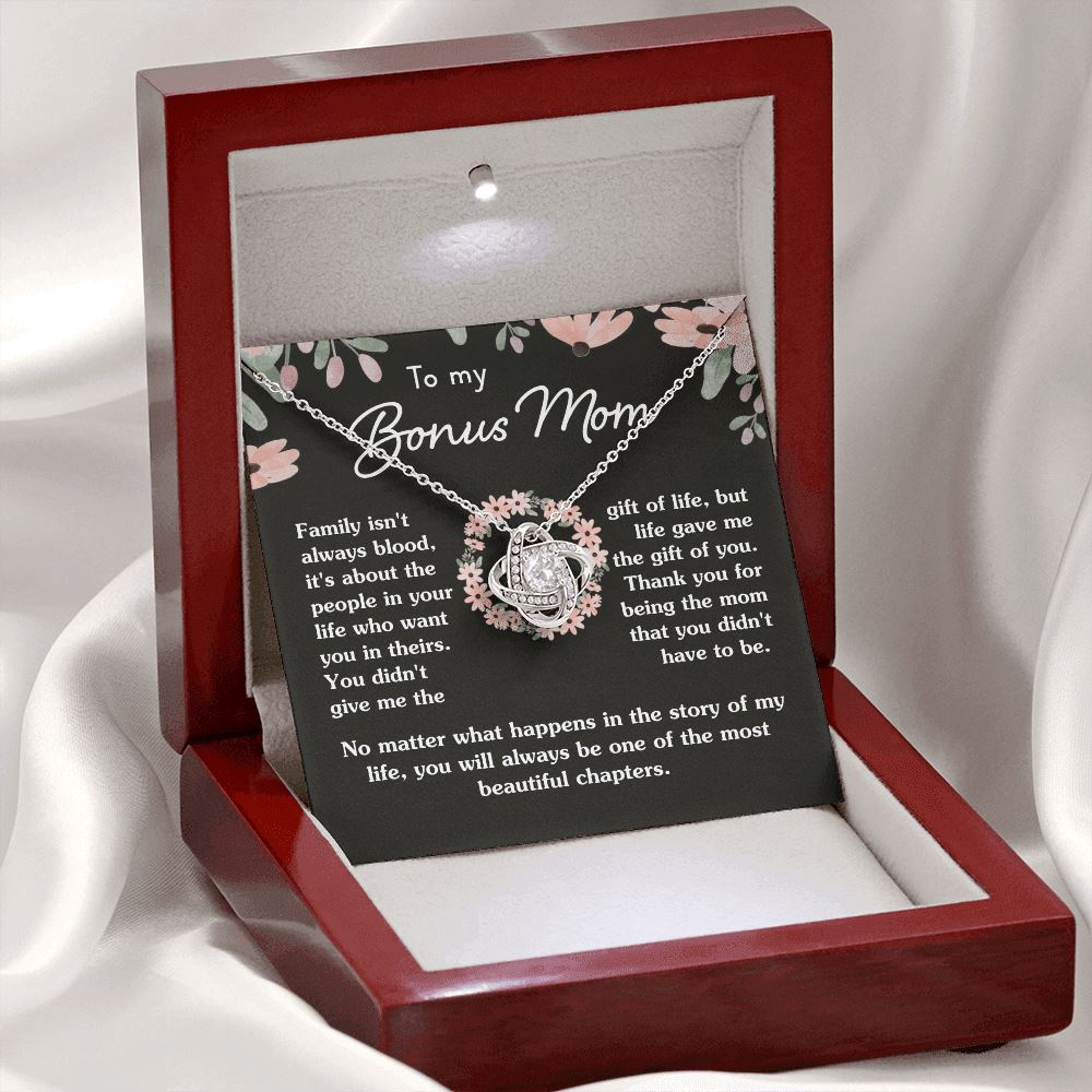 Gift For Bonus Mom "Most Beautiful Chapters" Jewelry Mahogany Style Luxury Box (w/LED) 