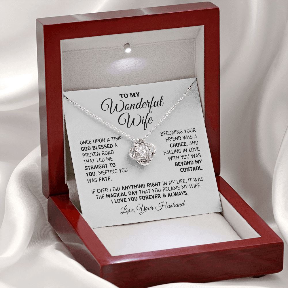 Gift for Wife "The Magical Day" Necklace Jewelry Mahogany Style Luxury Box (w/LED) 