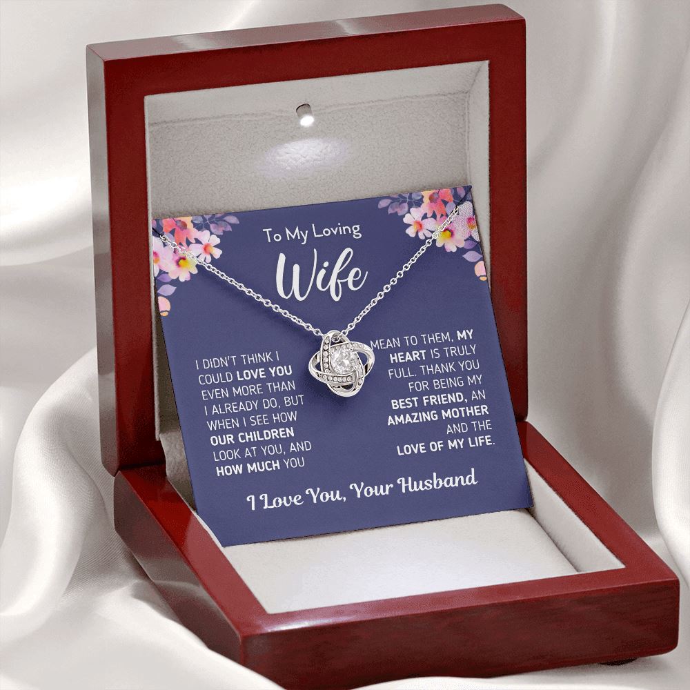 Gift For Wife "Love Of My Life" Necklace Jewelry Mahogany Style Luxury Box (w/LED) 
