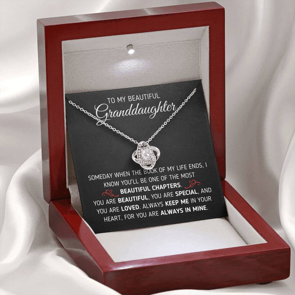 "To My Beautiful Granddaughter - Book Of My Life" Eternal Love Knot Necklace (0075) Jewelry 