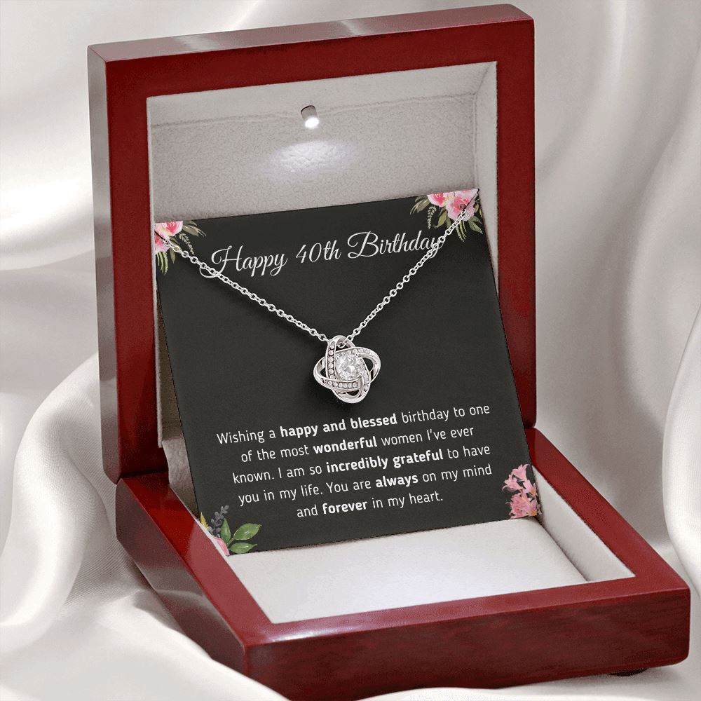 Happy 40th Birthday Forever In My Heart Jewelry Mahogany Style Luxury Box (w/LED) 