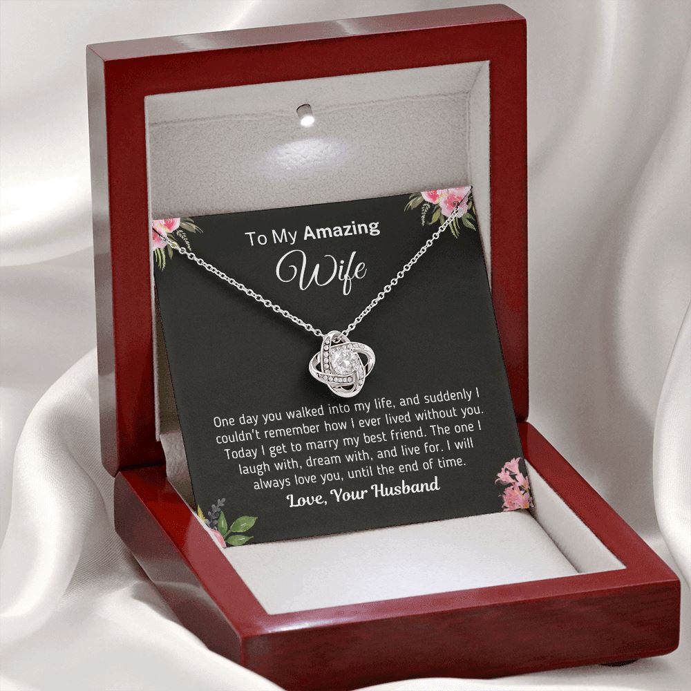 Wedding Day Gift for Wife - Today I Marry My Best Friend Jewelry Mahogany Style Luxury Box (w/LED) 