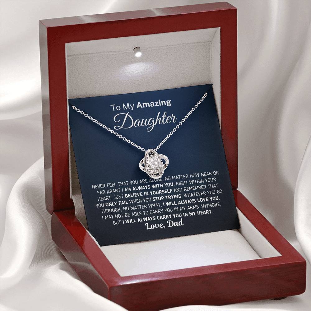 Gift for Daughter - Carry You In My Heart Necklace Jewelry Mahogany Style Luxury Box (w/LED) 