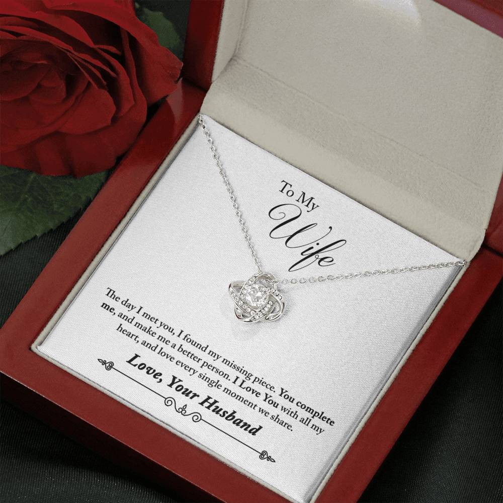 To My Wife - You Complete Me Necklace Jewelry Mahogany Style Luxury Box 