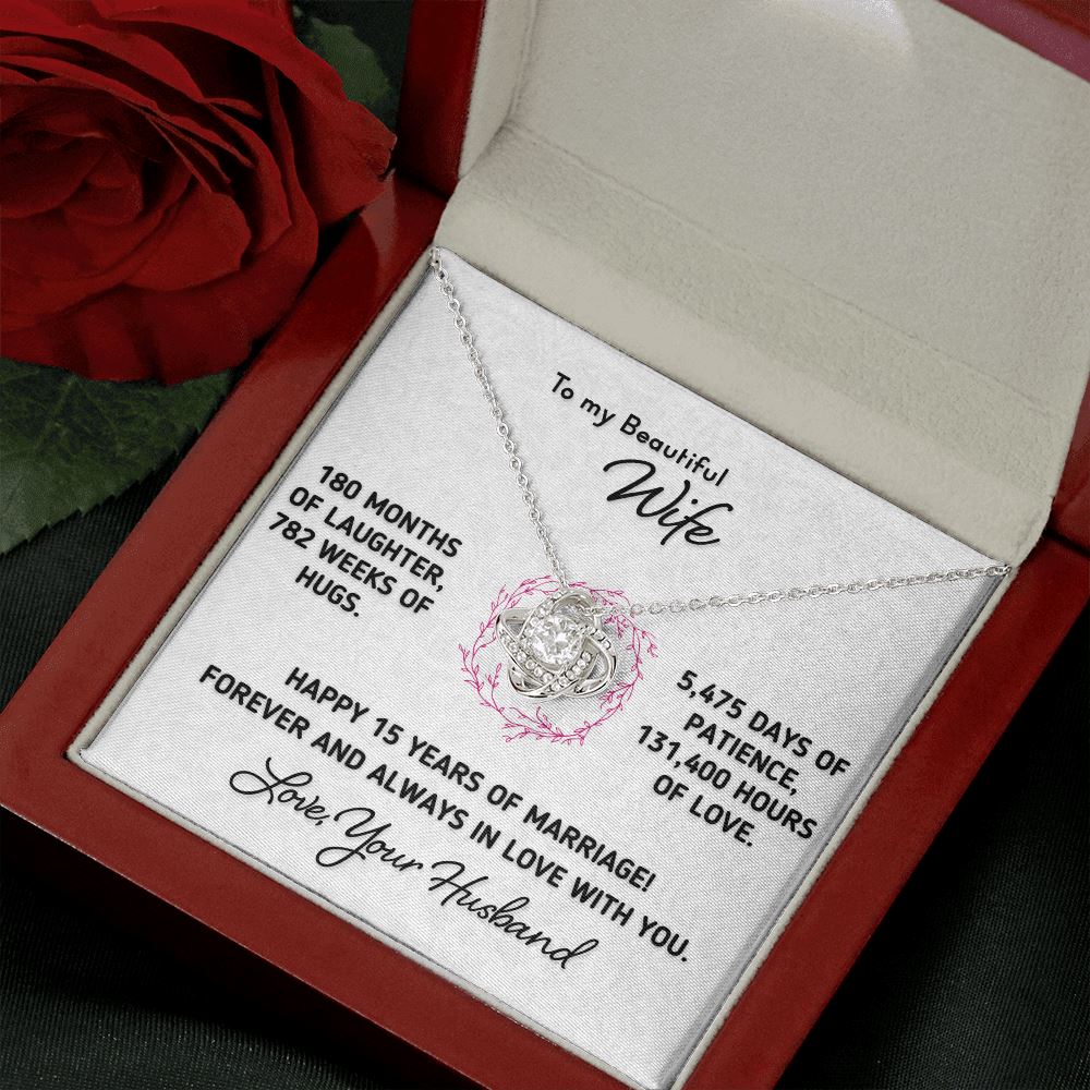 Gift for Wife - Happy 15 Year Anniversary Necklace Jewelry 