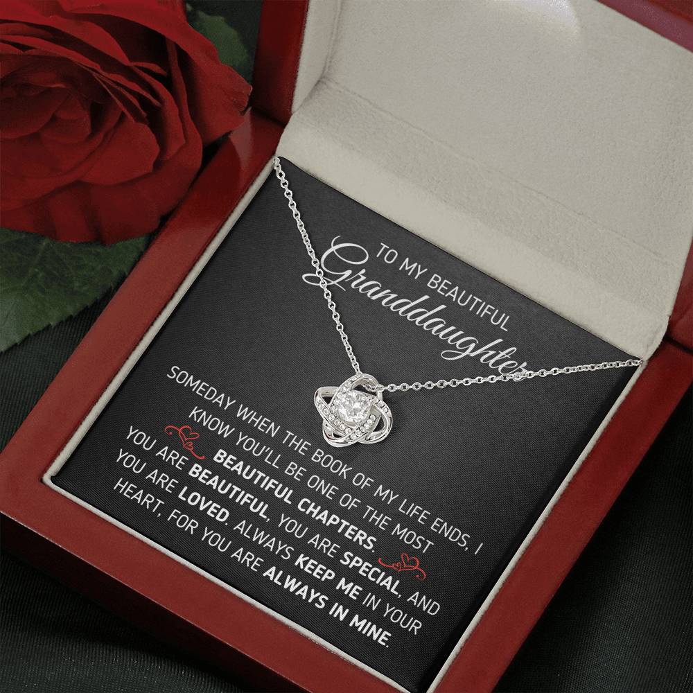 "To My Beautiful Granddaughter - Book Of My Life" Eternal Love Knot Necklace (0075) Jewelry 