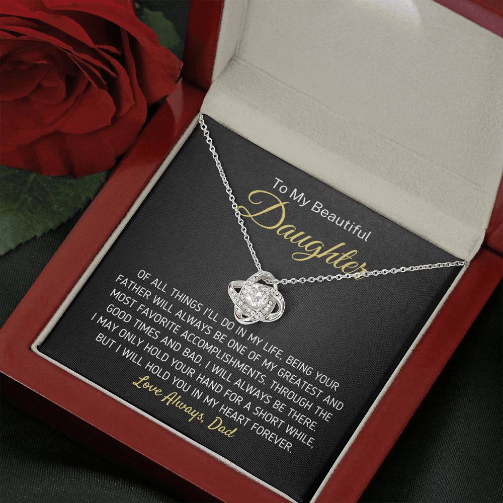 "To My Beautiful Daughter - I Will Hold You In My Heart Forever" Knot Necklace (0101) Jewelry 