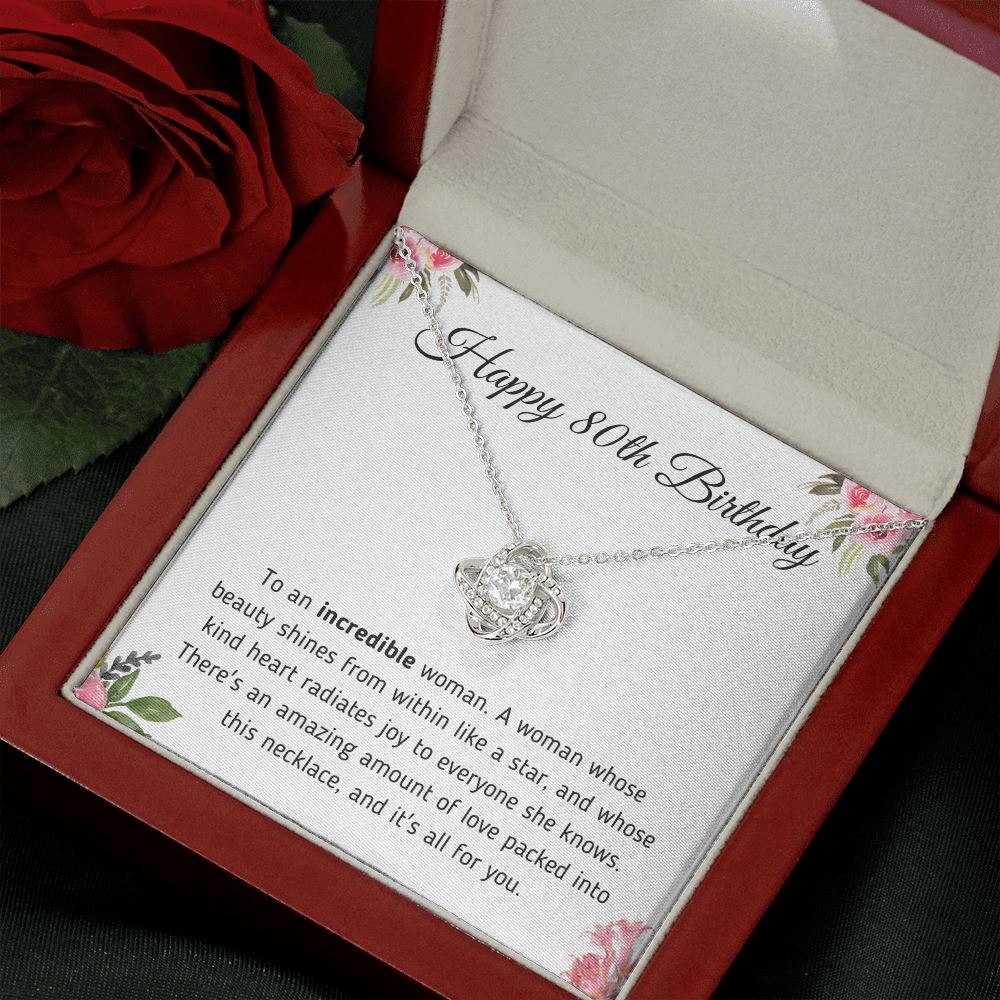 Happy 80th Birthday Gift - Necklace and Message Card Jewelry 