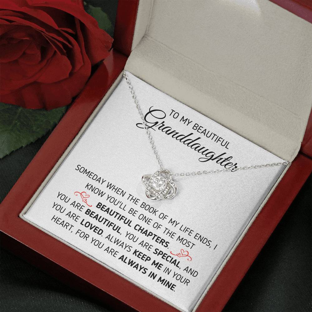 "To My Beautiful Granddaughter - Book Of My Life" Eternal Love Knot Necklace (0076) Jewelry 