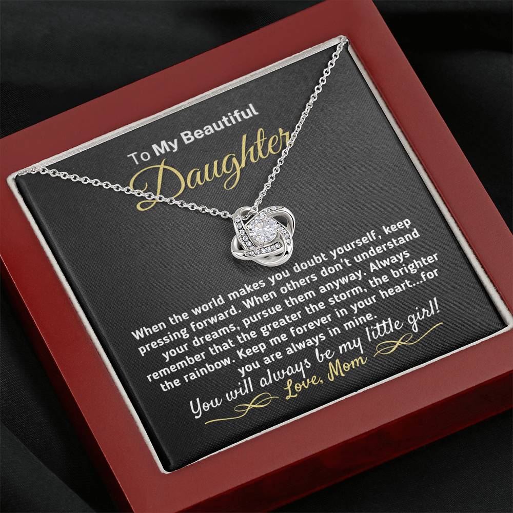 Gift for Daughter - Always Be My Little Girl Necklace Jewelry Mahogany Style Luxury Box 