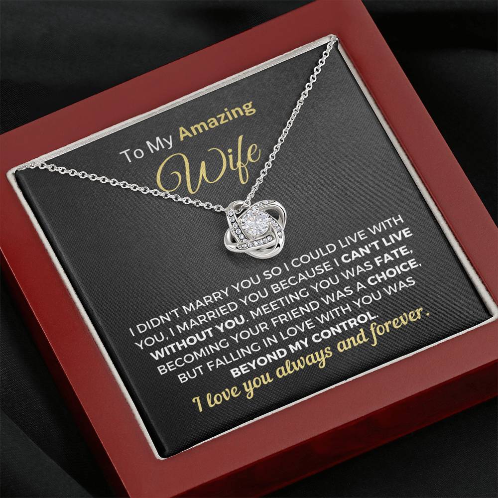 To My Amazing Wife - I Can't Live Without You Necklace Jewelry Mahogany Style Luxury Box 