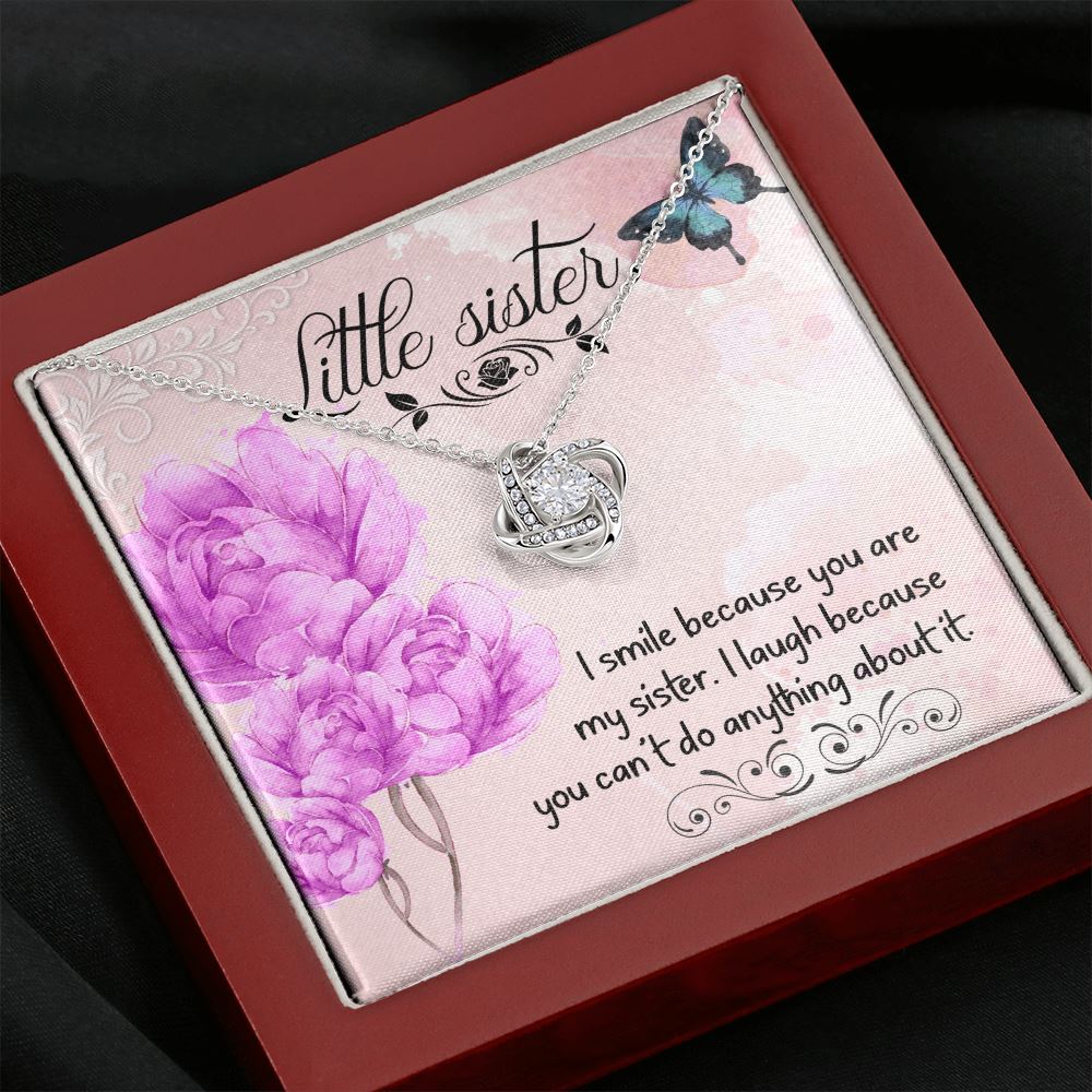 Funny Birthday Gift for Little Sister "I Smile Because You Are My Sister" Necklace Jewelry 