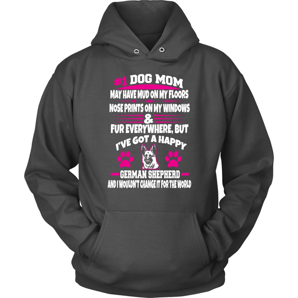 "#1 German Shepherd Dog Mom" - Shirts and Hoodies T-shirt Unisex Hoodie Charcoal S