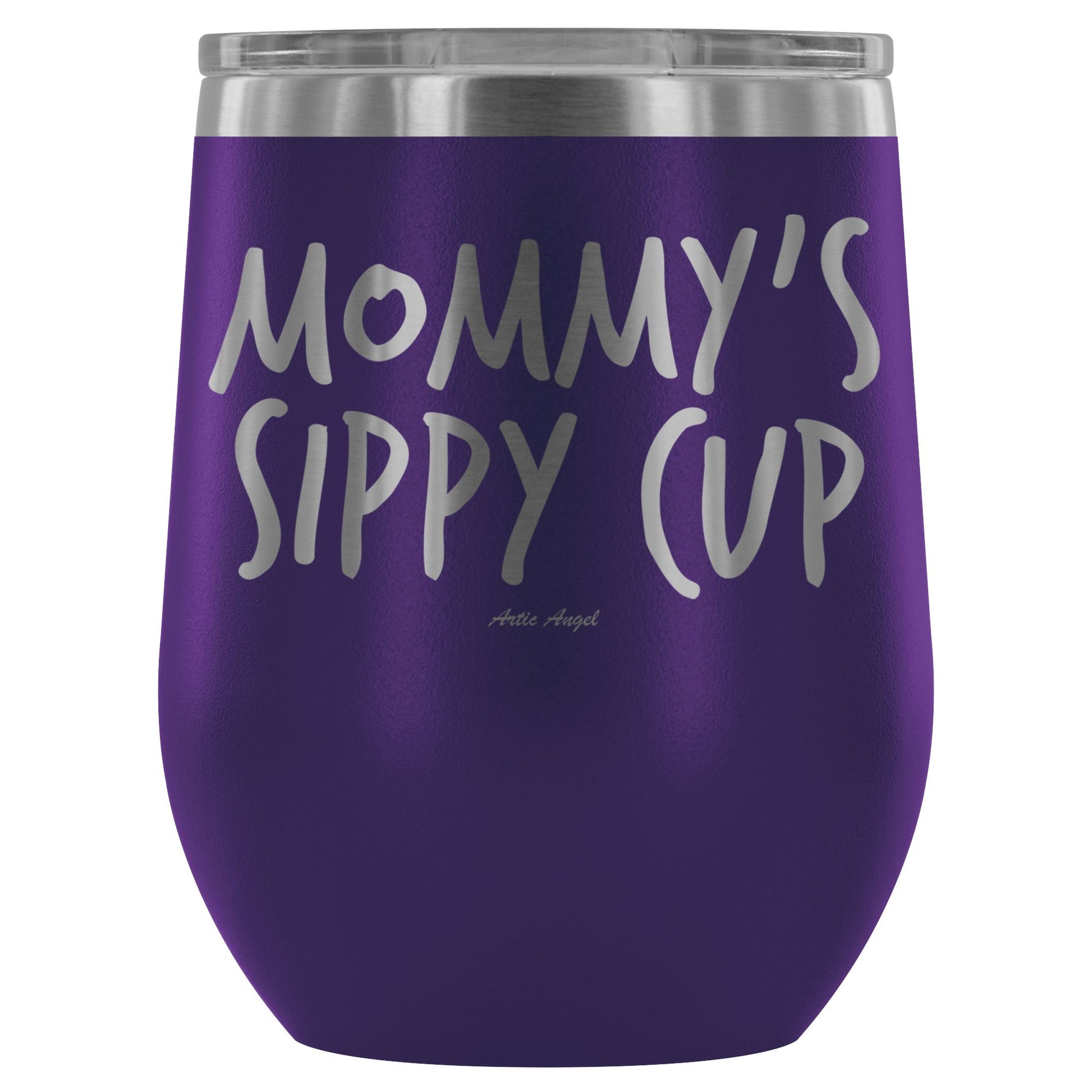 "Mommy's Sippy Cup" - Stemless Wine Cup Wine Tumbler Purple 