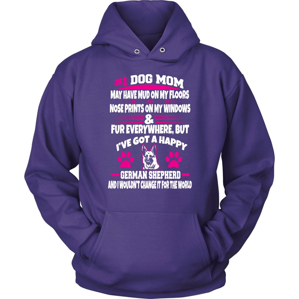 "#1 German Shepherd Dog Mom" - Shirts and Hoodies T-shirt Unisex Hoodie Purple S