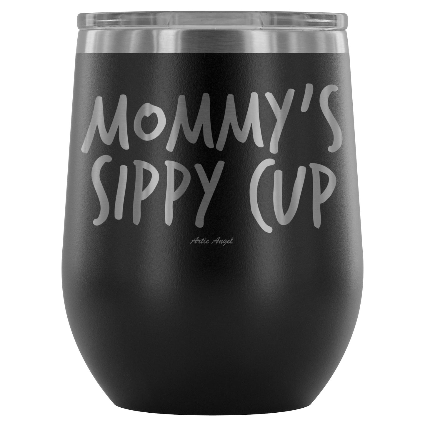 "Mommy's Sippy Cup" - Stemless Wine Cup Wine Tumbler Black 