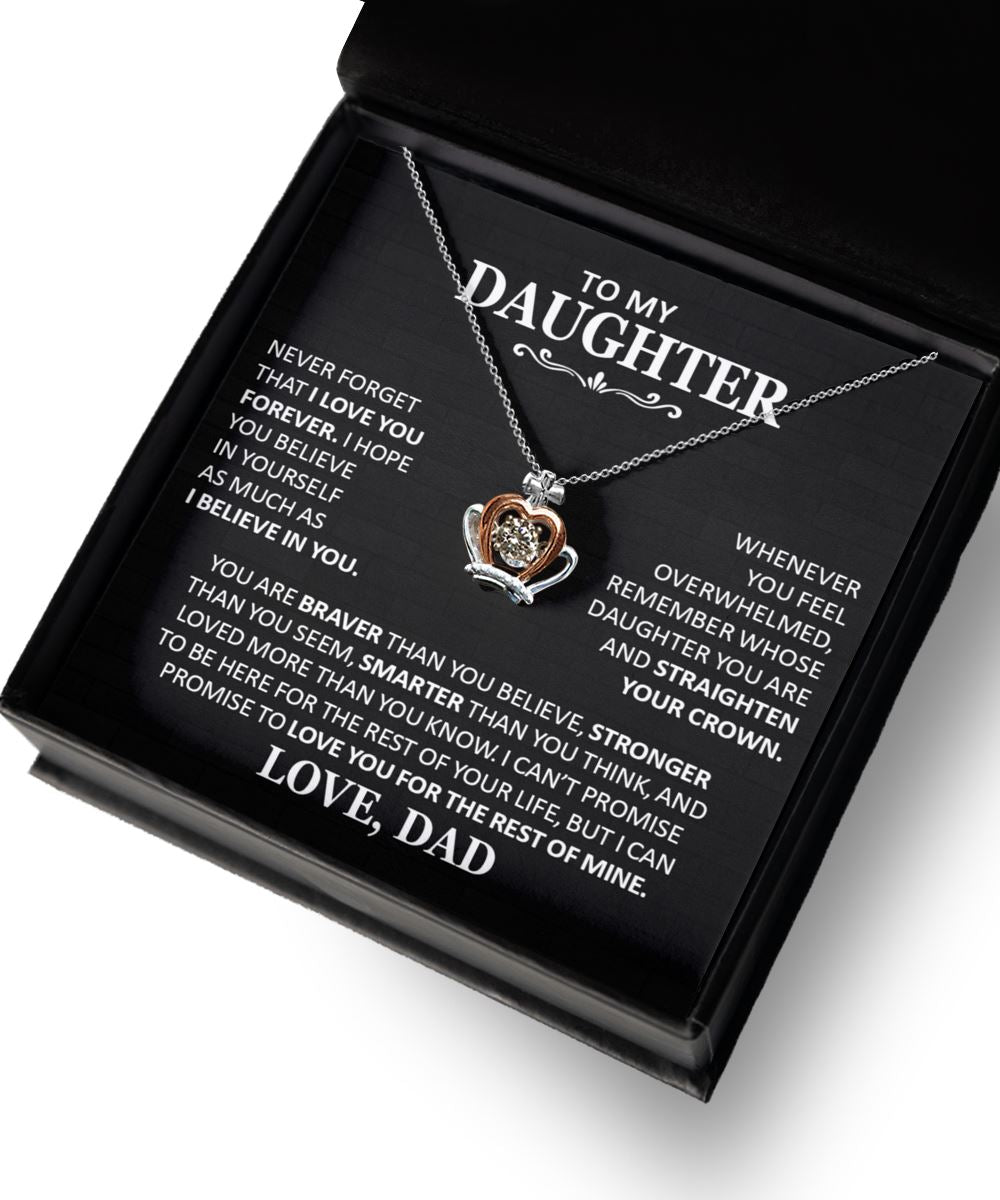 Gift for Daughter from Dad - Straighten Your Crown Theme Precious Jewelry Crown Pendant Necklace 