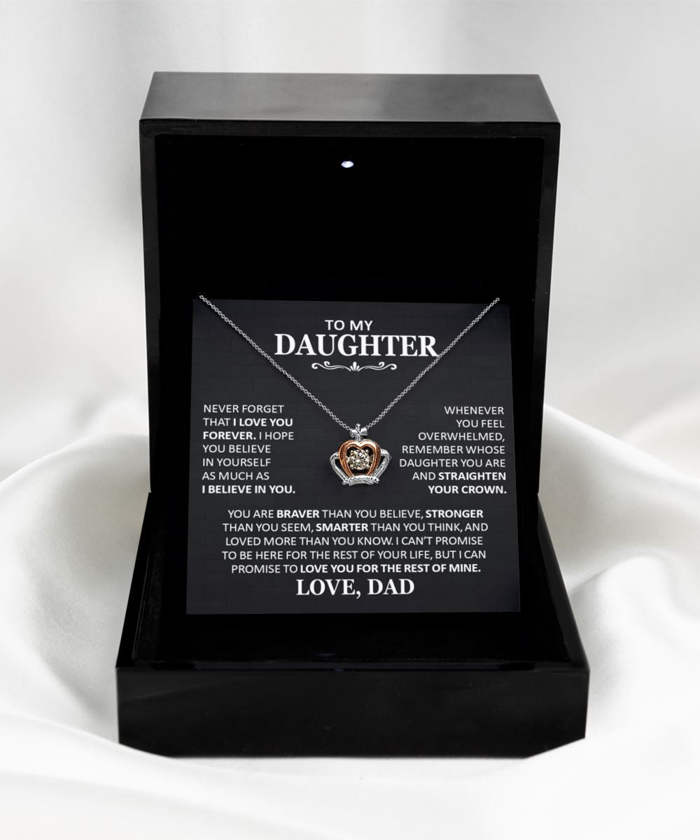 Gift for Daughter from Dad - Straighten Your Crown Theme Precious Jewelry 