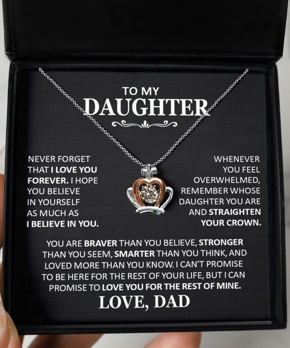 Gift for Daughter from Dad "Believe In Yourself" Crown Necklace Theme Precious Jewelry Crown Pendant Necklace with Standard Box 