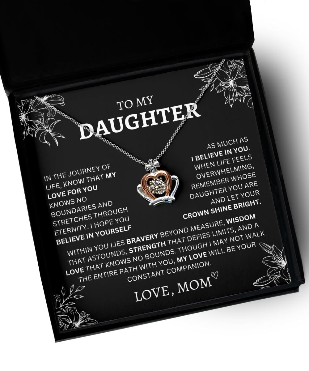 Gift for Daughter from Mom "Let Your Crown Shine Bright" Necklace Theme Precious Jewelry 