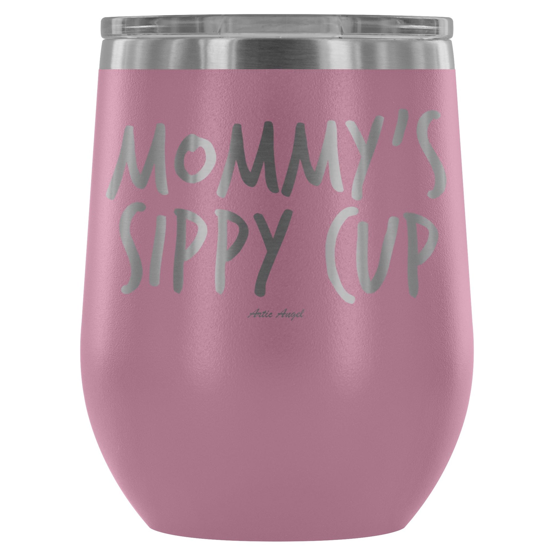 "Mommy's Sippy Cup" - Stemless Wine Cup Wine Tumbler Light Purple 