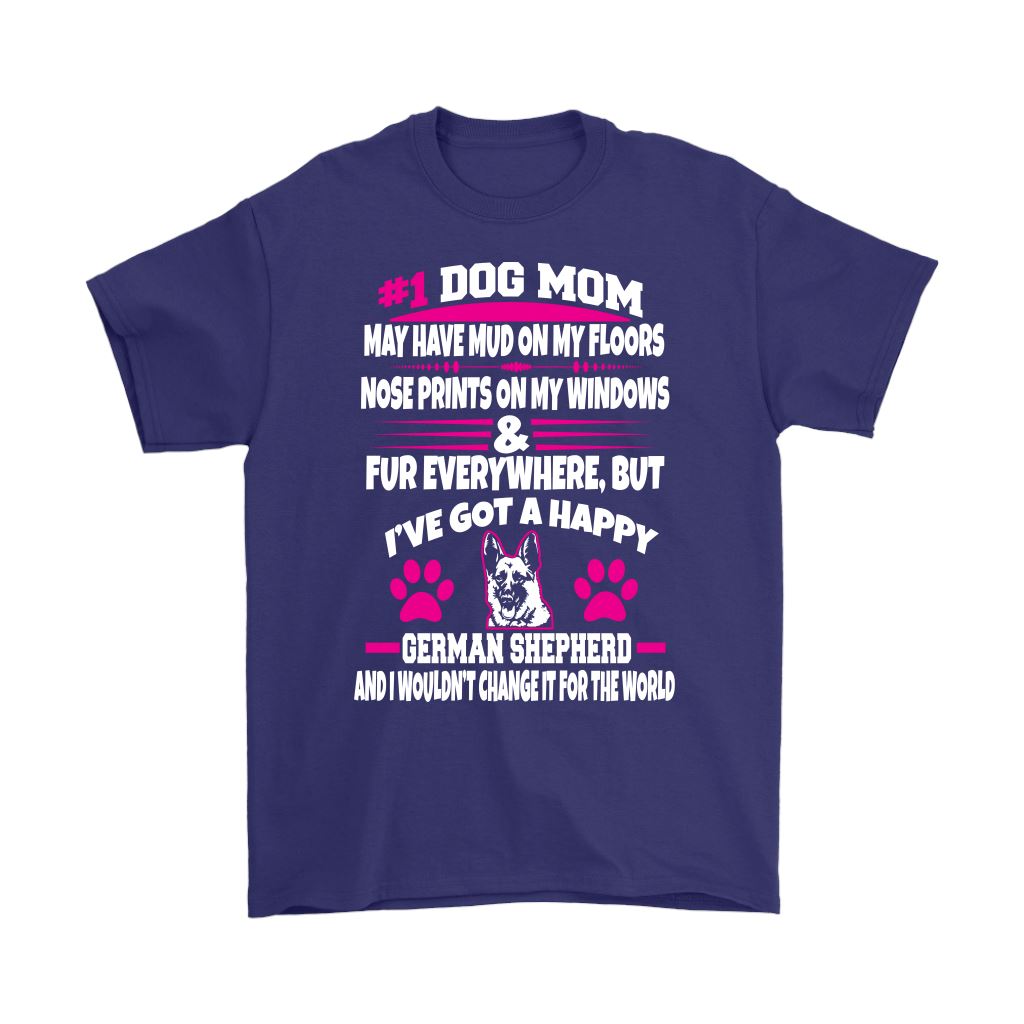 "#1 German Shepherd Dog Mom" - Shirts and Hoodies T-shirt Gildan Mens T-Shirt Purple S